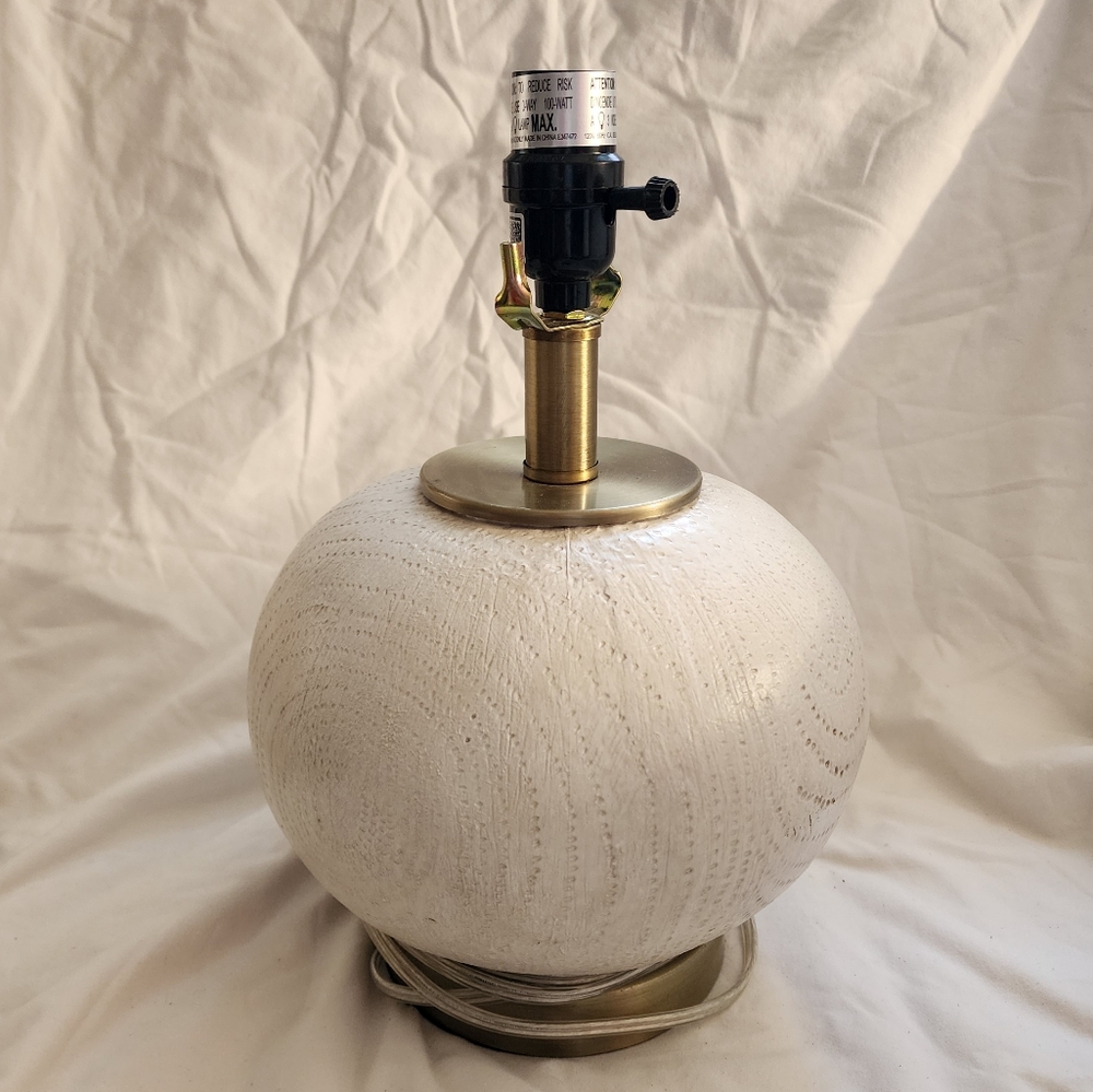 Faux Wood Ball Table Lamp Off White Small - Picture 2 of 9